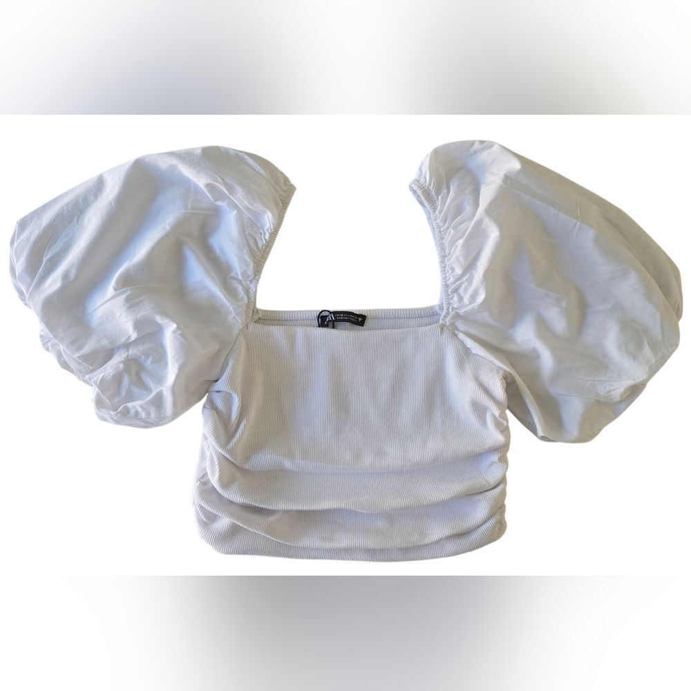Zara White Puff Sleeve Blouse